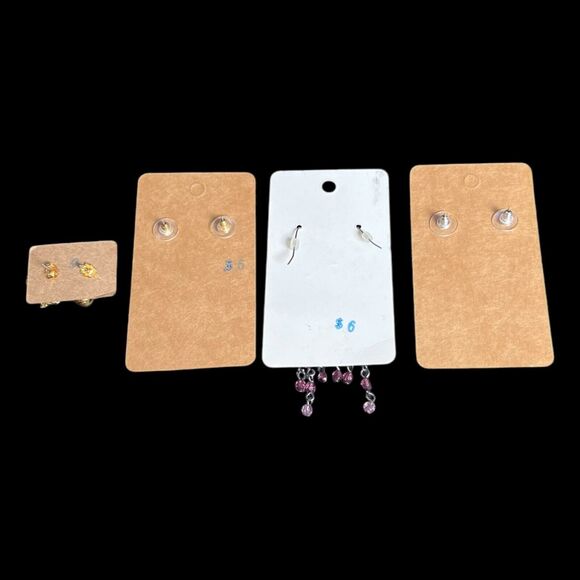 4 Sets Of Fashion Earrings Faux Rhinestones Drop Hanging Silver & Gold Tone, New - Picture 6 of 6